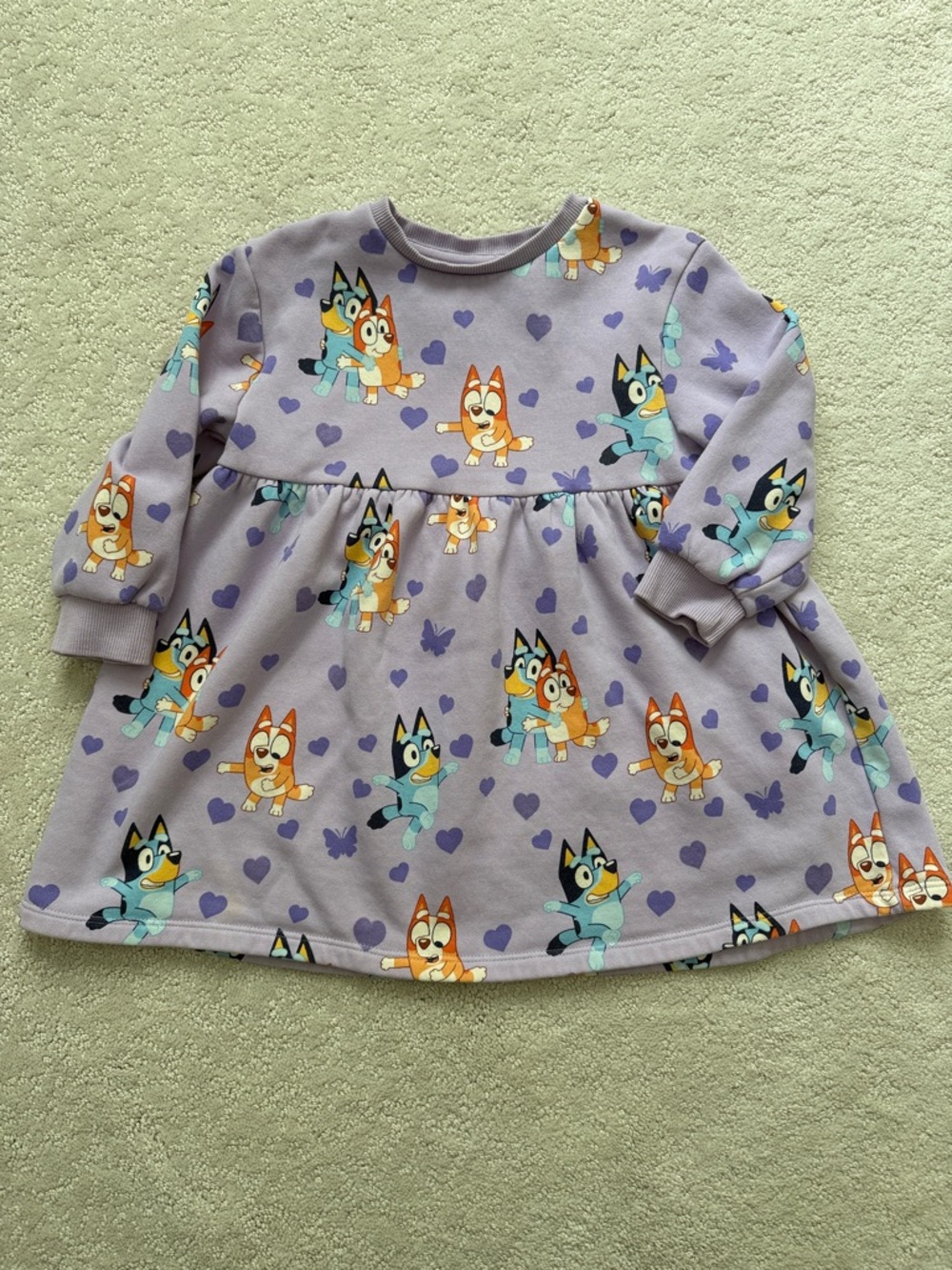 Purple Bluey Character Long Sleeve Dress, Size 2T